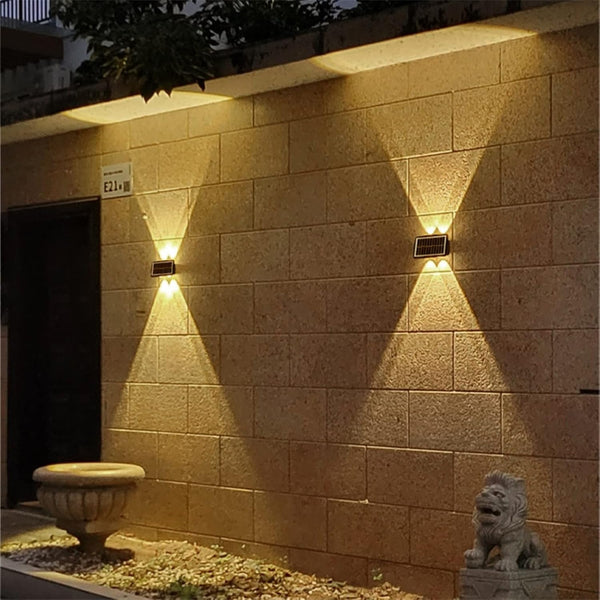 Lămpi Solare De Perete Cu Iluminare Sus-Jos, Set De 2 – Aplice Solare Cu 4 LED-Uri