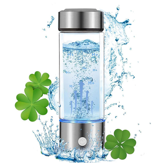 Sticlă Generatoare de Apă Hidrogenată/Ionizată Premium, Portabilă, 420 ml, Alimentare USB, LED