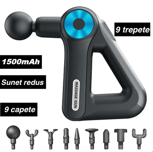 Pistol Triunghiular de Masaj țesut adânc pentru sportivi, 9 viteze & 9 capete